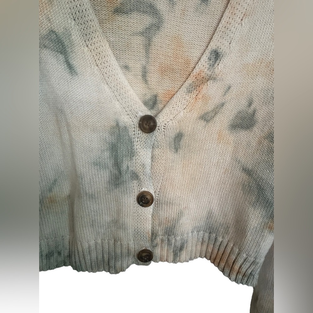 Honey Punch Rust & Grey Tie Dye Cropped Knit Sweater Size Medium - Picture 4 of 7